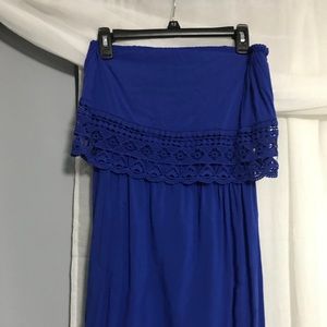 Strapless blue dress